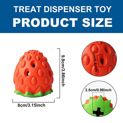 Strawberry Dog Puzzle Toys, Rubber Dog Chew Toys for Treat Food Dispensing