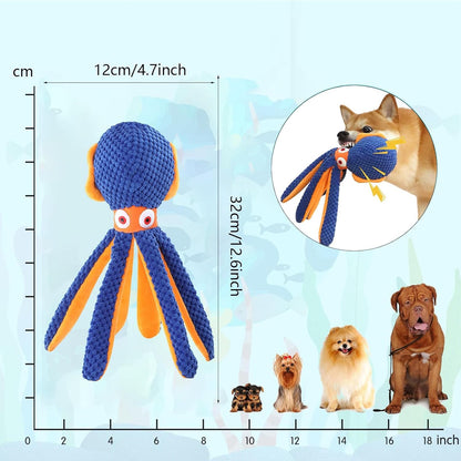 Cute Octopus Plush Squeaky Dog Toys for Indoor Play with Small, Medium and Large Dogs