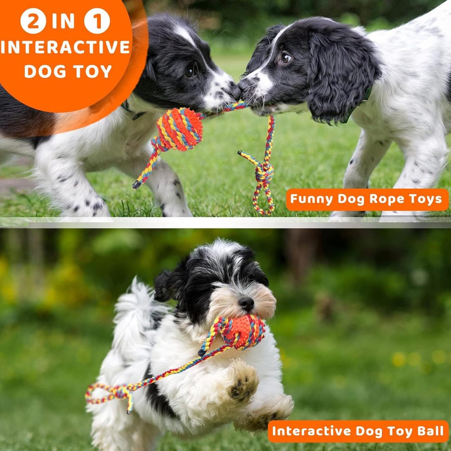 Dog Rope Toys for Aggressive Chewers, Heavy Duty Cotton Rope Dog Toys with Chew Ball