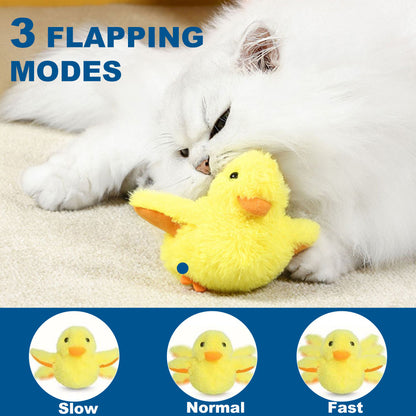 Touch Activated Kitten Duck Plush Toy Interactive Cat Exercise Toys with Lifelike Quack Chirping