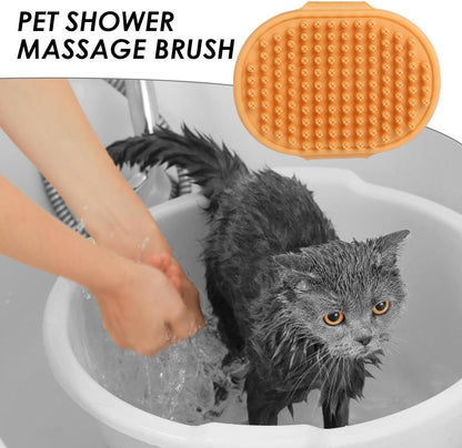 4pcs Pet Shampoo Bath Brush Soothing Massage Rubber Comb with Adjustable Ring Handle for Long Short Haired Dogs and Cats