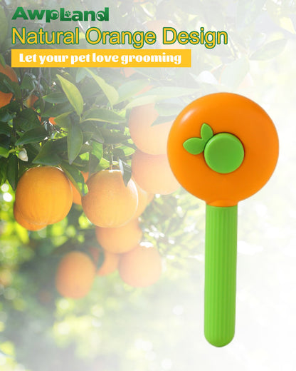 Orange Self-Cleaning Dog & Cat Grooming Brush with Release Button
