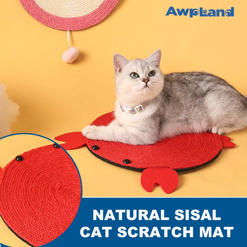 Natural Sisal Penguin Shape Cat Scratch Mats, Anti-Slip Cat Scratching Pads Toy for Indoor Cats