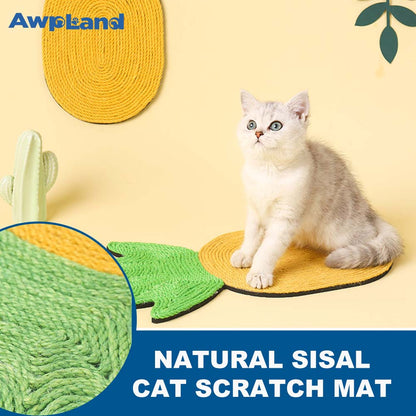 Natural Sisal Pineapple Shape Cat Scratch Mats, Anti-Slip Cat Scratching Pads Toy for Indoor Cats