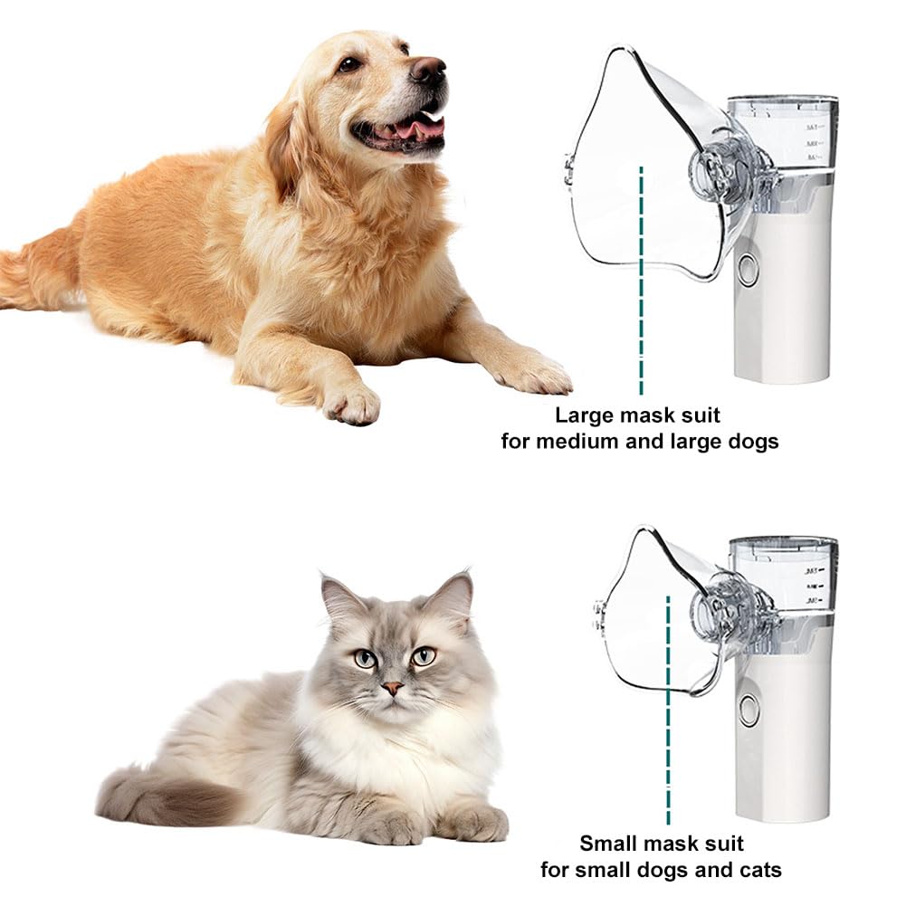 Pet Nebulizer for Dogs & Cats – Handheld USB Rechargeable Nebulizer with 2 Mist Modes, Ultra-Quiet Operation, 304 Stainless Steel Mesh, Food-Grade Cup & PVC Pet Mask
