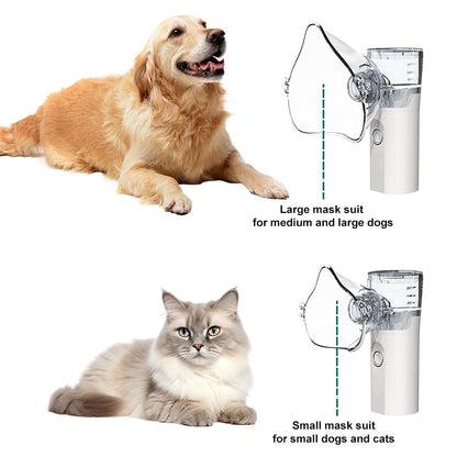 Pet Nebulizer for Dogs & Cats – Handheld USB Rechargeable Nebulizer with 2 Mist Modes, Ultra-Quiet Operation, 304 Stainless Steel Mesh, Food-Grade Cup & PVC Pet Mask