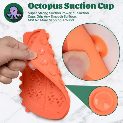 Cute Dinosaur Shape Dog Lick Pad with Suction Cups for Treats, Yogurt, Peanut Butter and Liver Paste