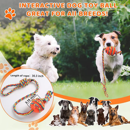 Dog Rope Toys for Aggressive Chewers, Heavy Duty Cotton Rope Dog Toys with Chew Ball