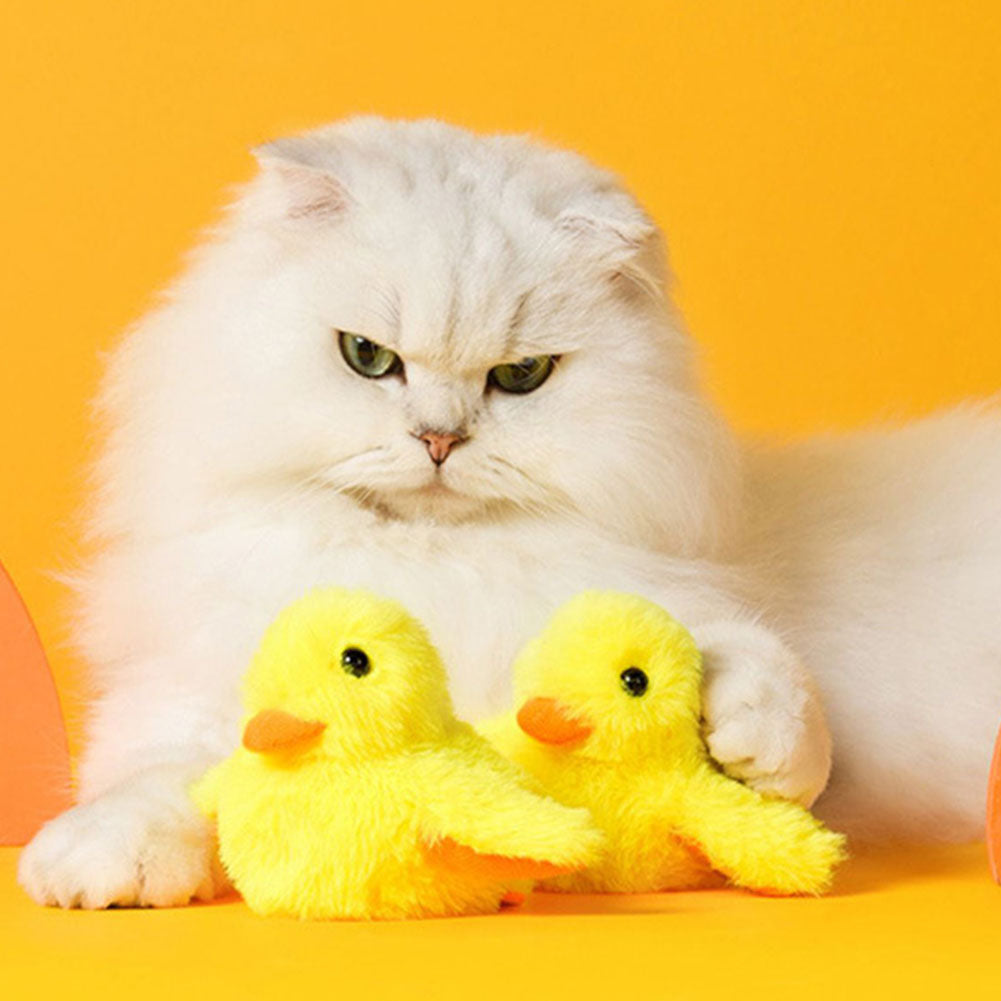 Touch Activated Kitten Duck Plush Toy Interactive Cat Exercise Toys with Lifelike Quack Chirping