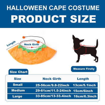 Bonita capa de calabaza de Halloween con sombrero para perros pequeños, medianos y grandes, gatos, vestido de cosplay, decoraciones de fiesta 