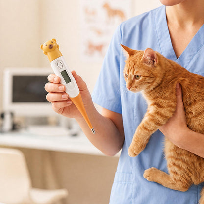 Pet Digital Thermometer for Dogs & Cats – Fast 60-Second Reading, Flexible Soft Tip, Large LCD Display, Waterproof Design