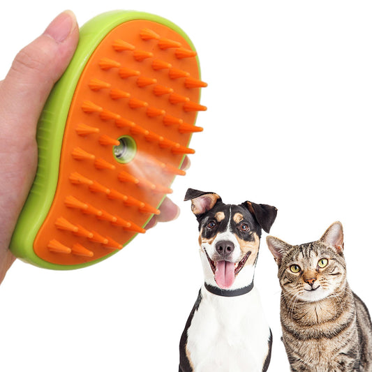 Steamy Cat Brush, Cute Mango shape Self Cleaning Steam Pet Brush for Cog Cat Rabbit