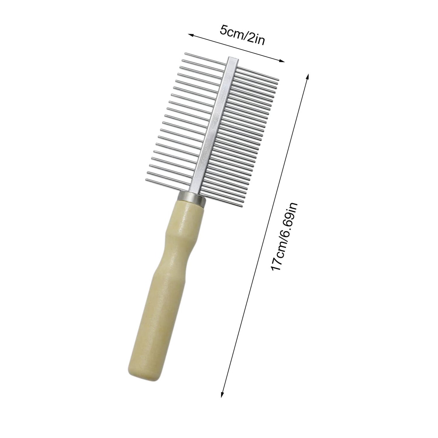 Double-Sided Pet Comb for Dog Cat Rabbit Grooming, Dog Stainless Steel Combs with Wooden Handle