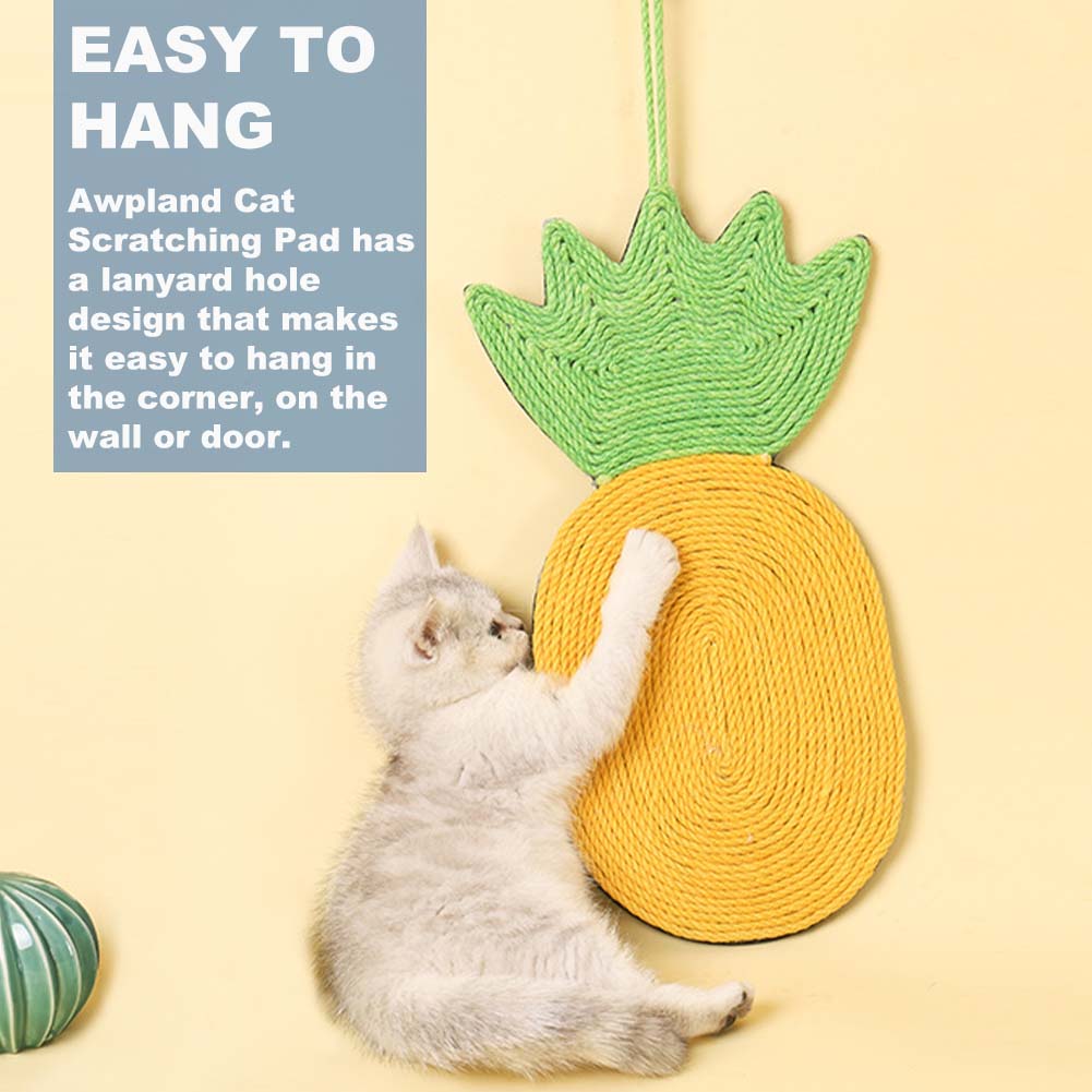 Natural Sisal Pineapple Shape Cat Scratch Mats, Anti-Slip Cat Scratching Pads Toy for Indoor Cats