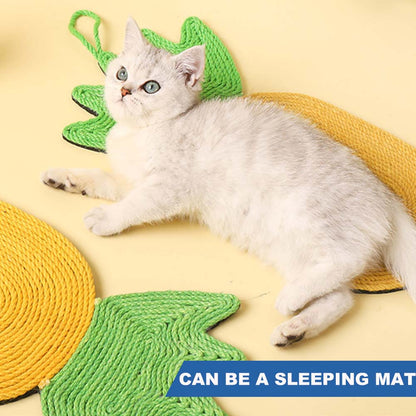 Natural Sisal Pineapple Shape Cat Scratch Mats, Anti-Slip Cat Scratching Pads Toy for Indoor Cats