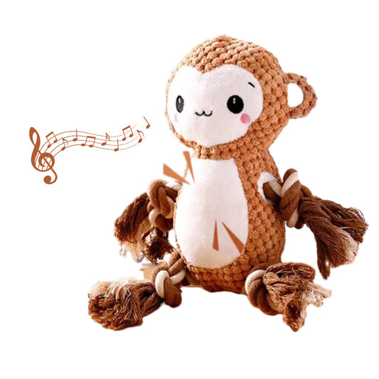 Plush Dog Toy - Cute Monky Shape and Durable Squeaky Dog Toys