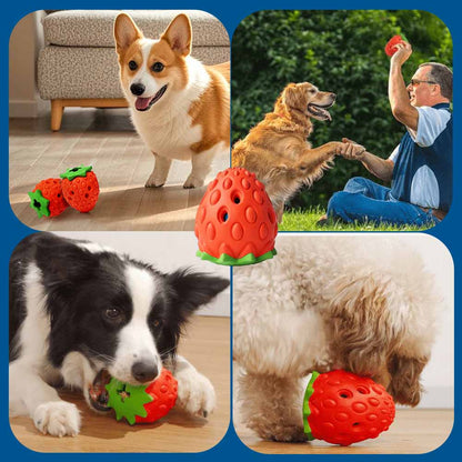 Strawberry Dog Puzzle Toys, Rubber Dog Chew Toys for Treat Food Dispensing