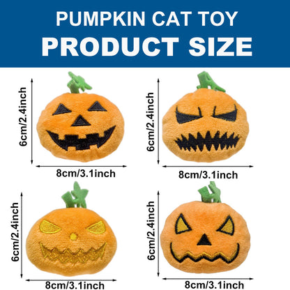 4Pcs Halloween Pumpkin Cats Interactive Toys Filled Squeaker for Cats Boredom Relief Teeth Cleaning