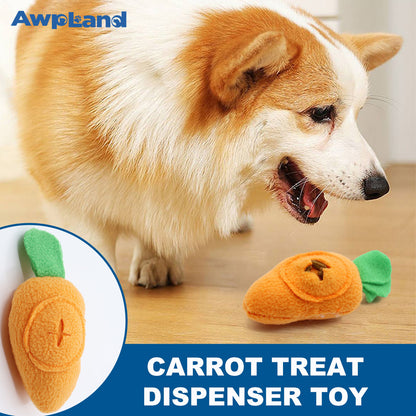 2 Pack Carrot Dog Puzzle Toys, Plush Dog Squeak Toys for Treat Food Dispenser