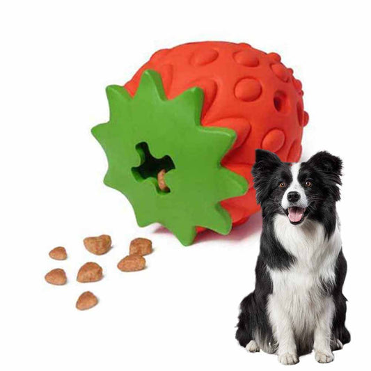 Strawberry Dog Puzzle Toys, Rubber Dog Chew Toys for Treat Food Dispensing