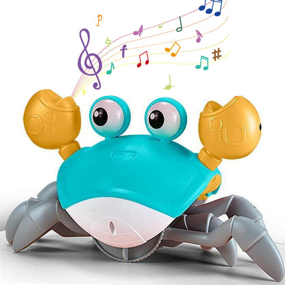 Escaping Crab Dog Toy with Obstacle Avoidance Sensor and Music Sounds & Lights for Dogs Cats Pets