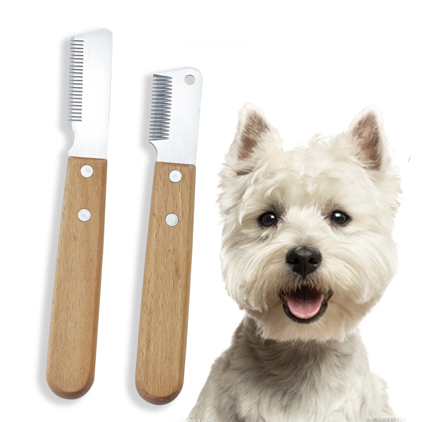 West Highland White Terrier Hair Removal Comb Set, Comb with Short Teeth for Cutting Up Wire Hair, Comb with Long Teeth for Grooming Soft Hair