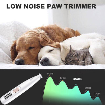 Dog Paw Trimmer with LED Light, 35dB Low Noise Cordless Cat Paw Trimmer for Puppy Kitten Small Pet