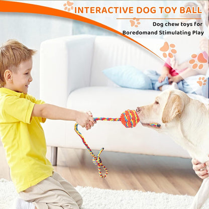 Dog Rope Toys for Aggressive Chewers, Heavy Duty Cotton Rope Dog Toys with Chew Ball