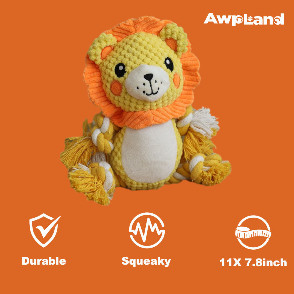 Plush Dog Toy - Cute Lion Shape and Durable Squeaky Dog Toys