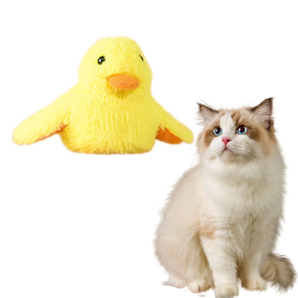 Touch Activated Kitten Duck Plush Toy Interactive Cat Exercise Toys with Lifelike Quack Chirping