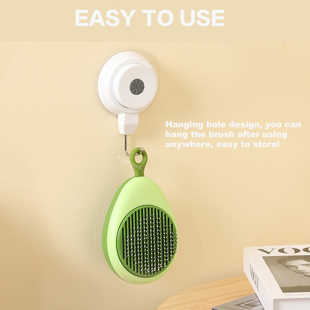 Cute Avocado Shape Dog Brush with Release Button