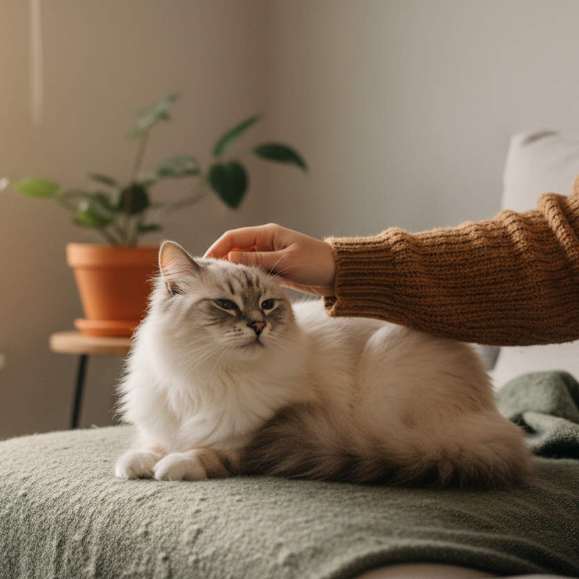 人摸布偶猫头