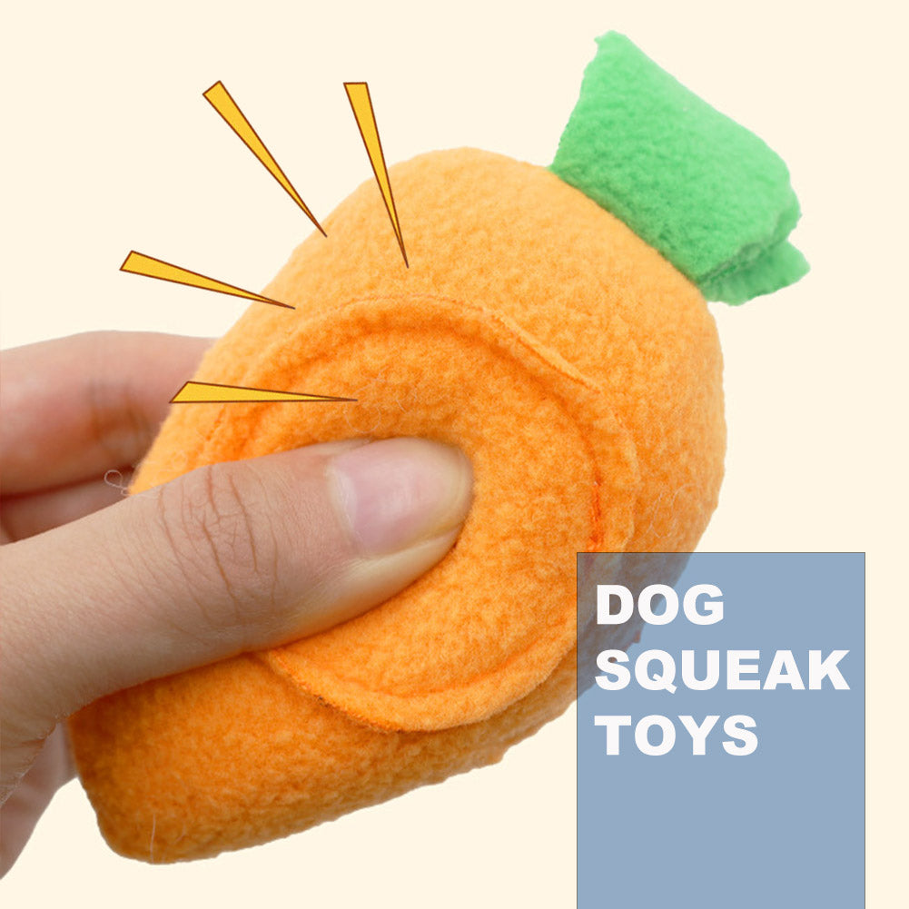 2 Pack Carrot Dog Puzzle Toys, Plush Dog Squeak Toys for Treat Food Dispenser