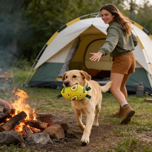 American Football Dog Toy with Tug Straps