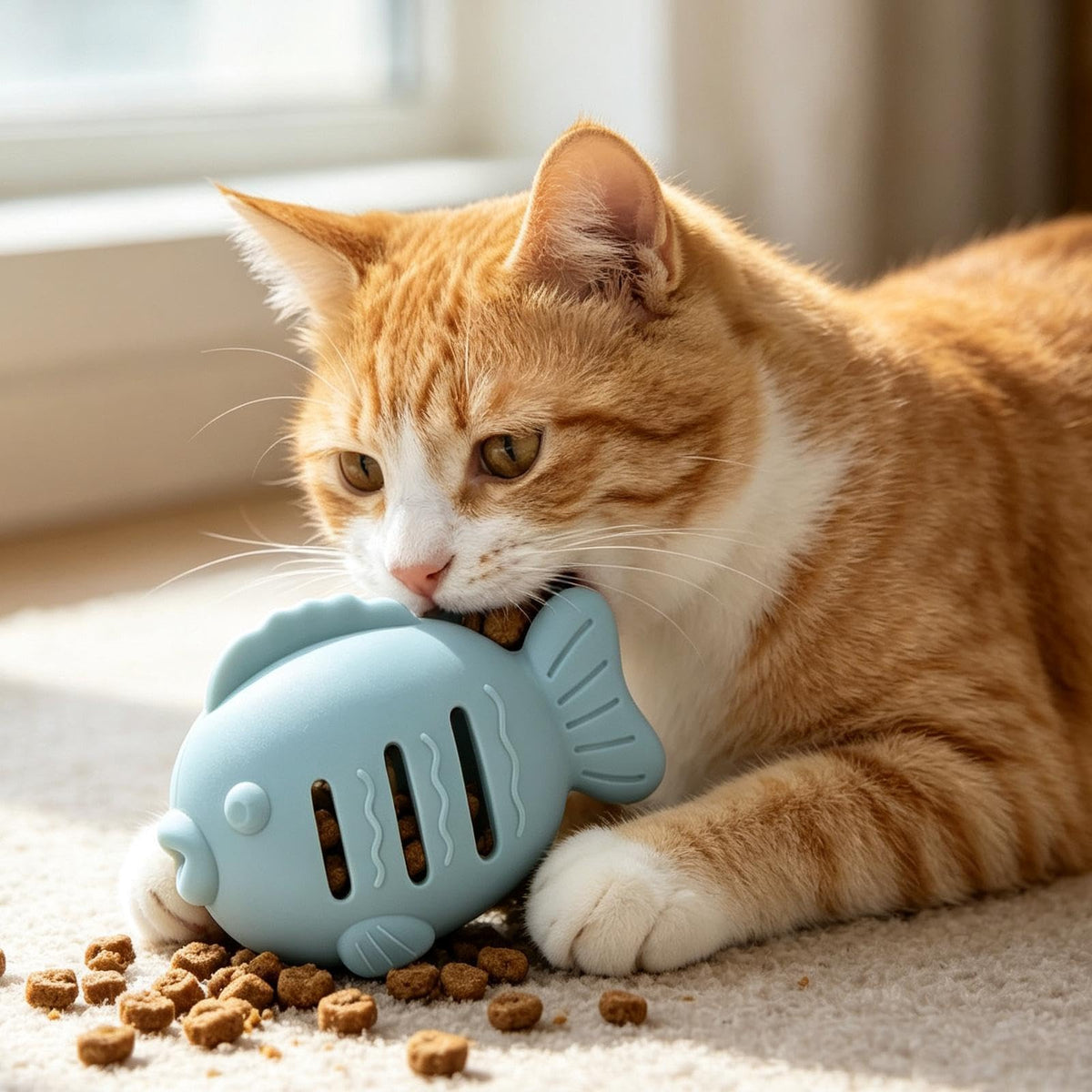 Fish-Shaped Cat Treat Dispenser Toy