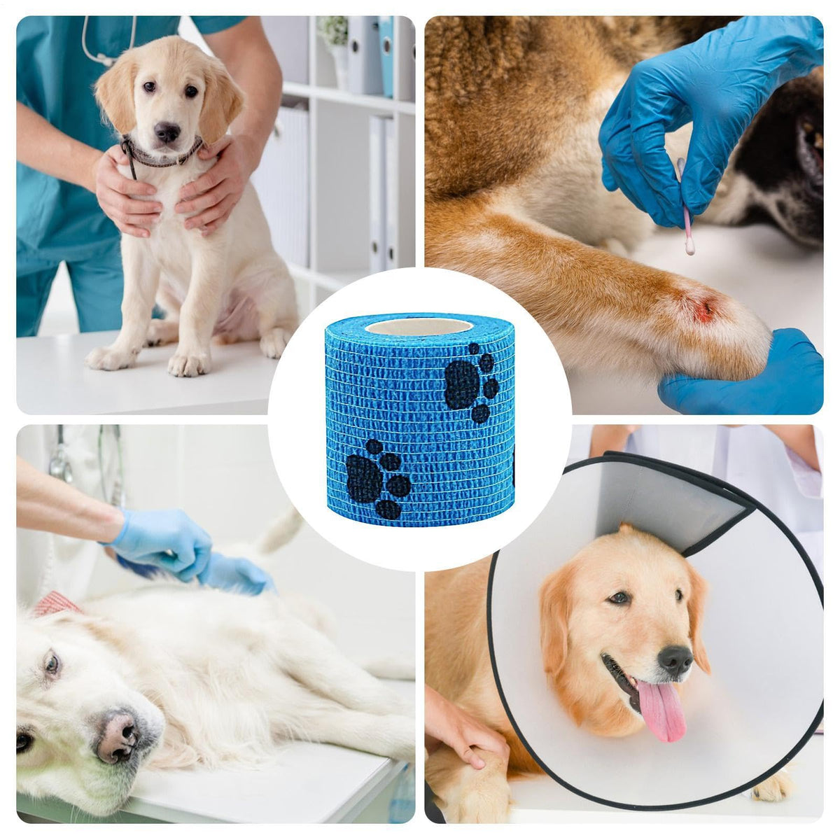 6 Rolls Self-Adhesive Pet Wrap Bandage – 2 Inch x 5 Yard