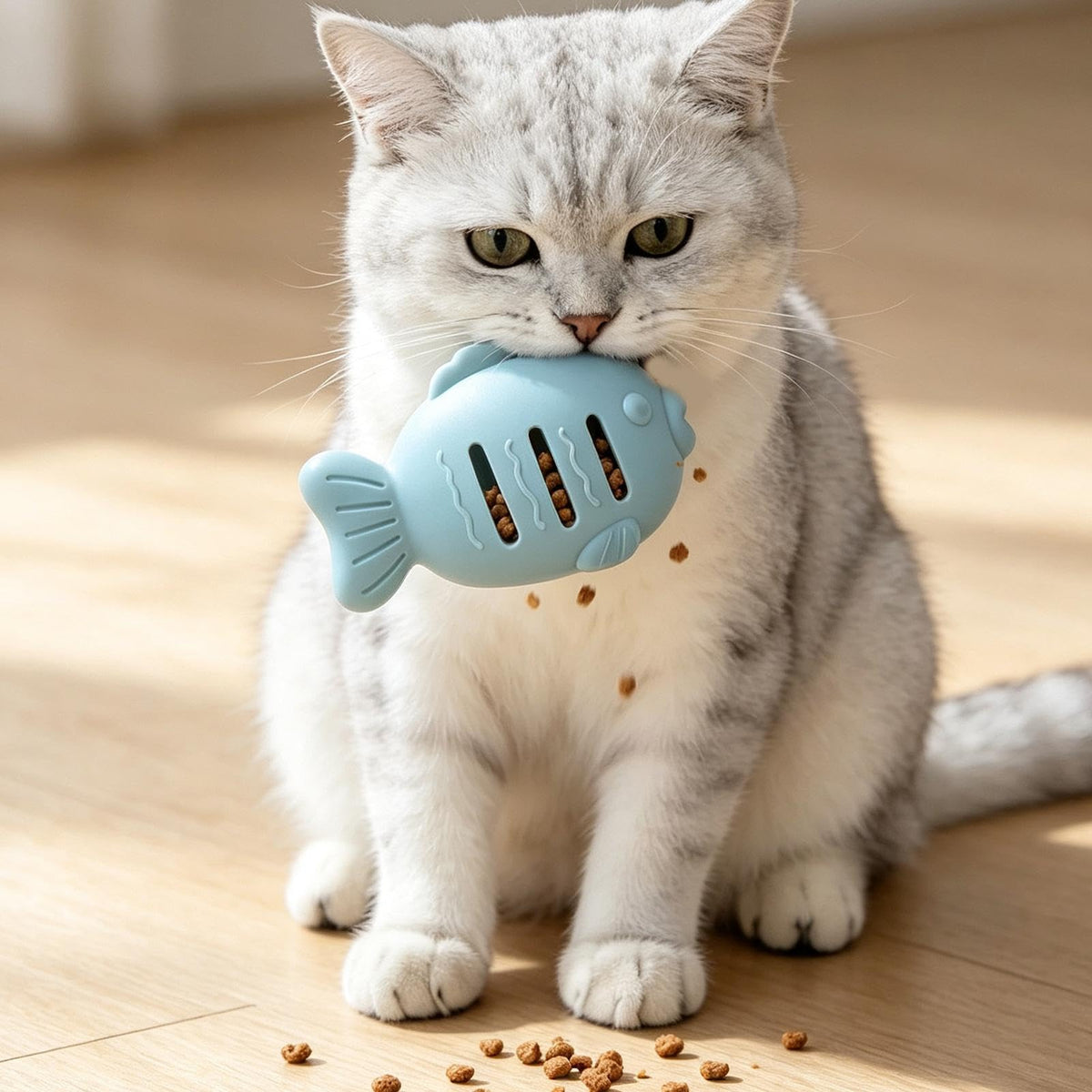 Fish-Shaped Cat Treat Dispenser Toy