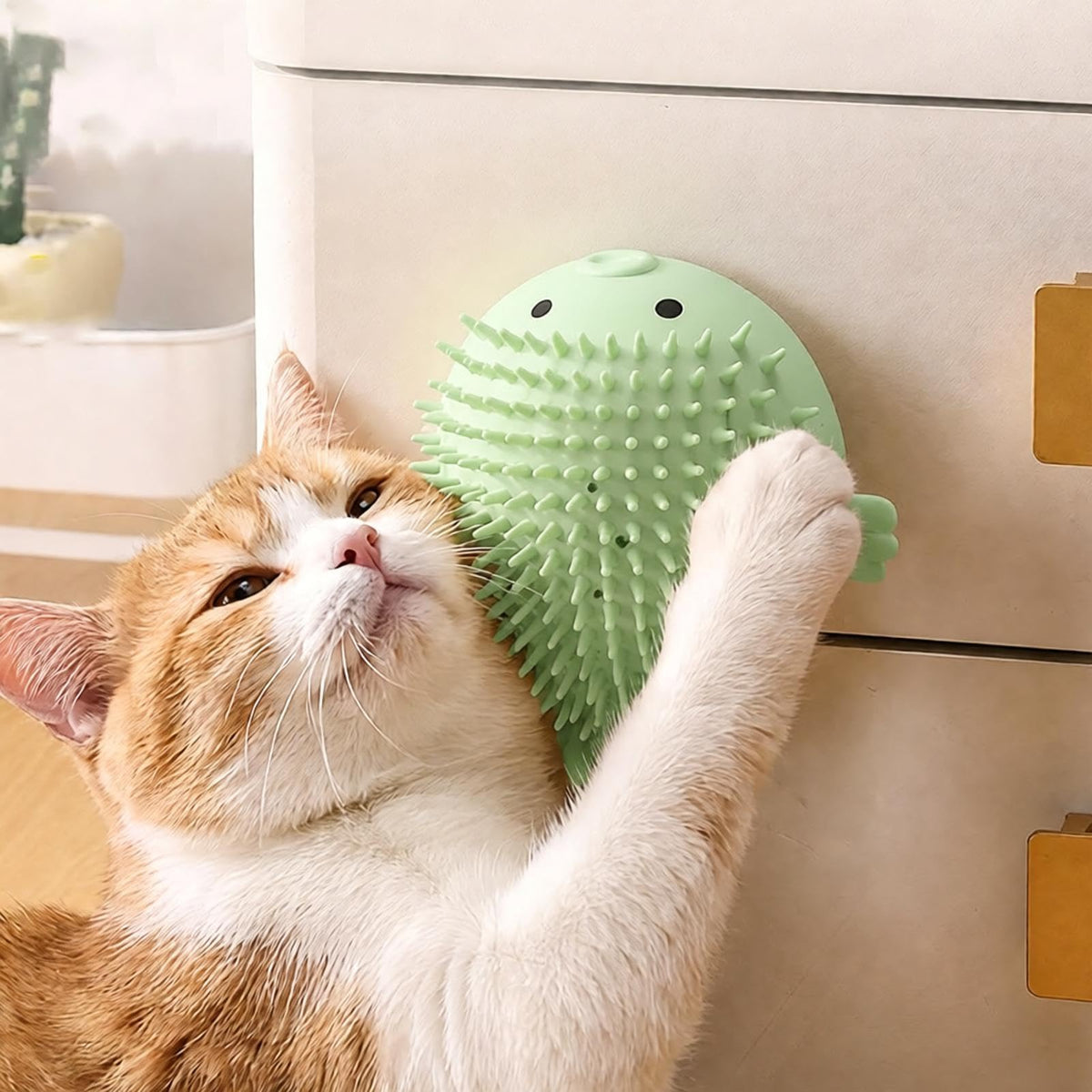 Cute Puffer Fish Cat Corner Groomer with Catnip
