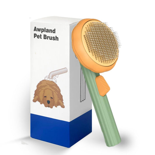 Pumpkin Pet Grooming Self Cleaning Slicker Brush for Dogs Cats Puppy Rabbit