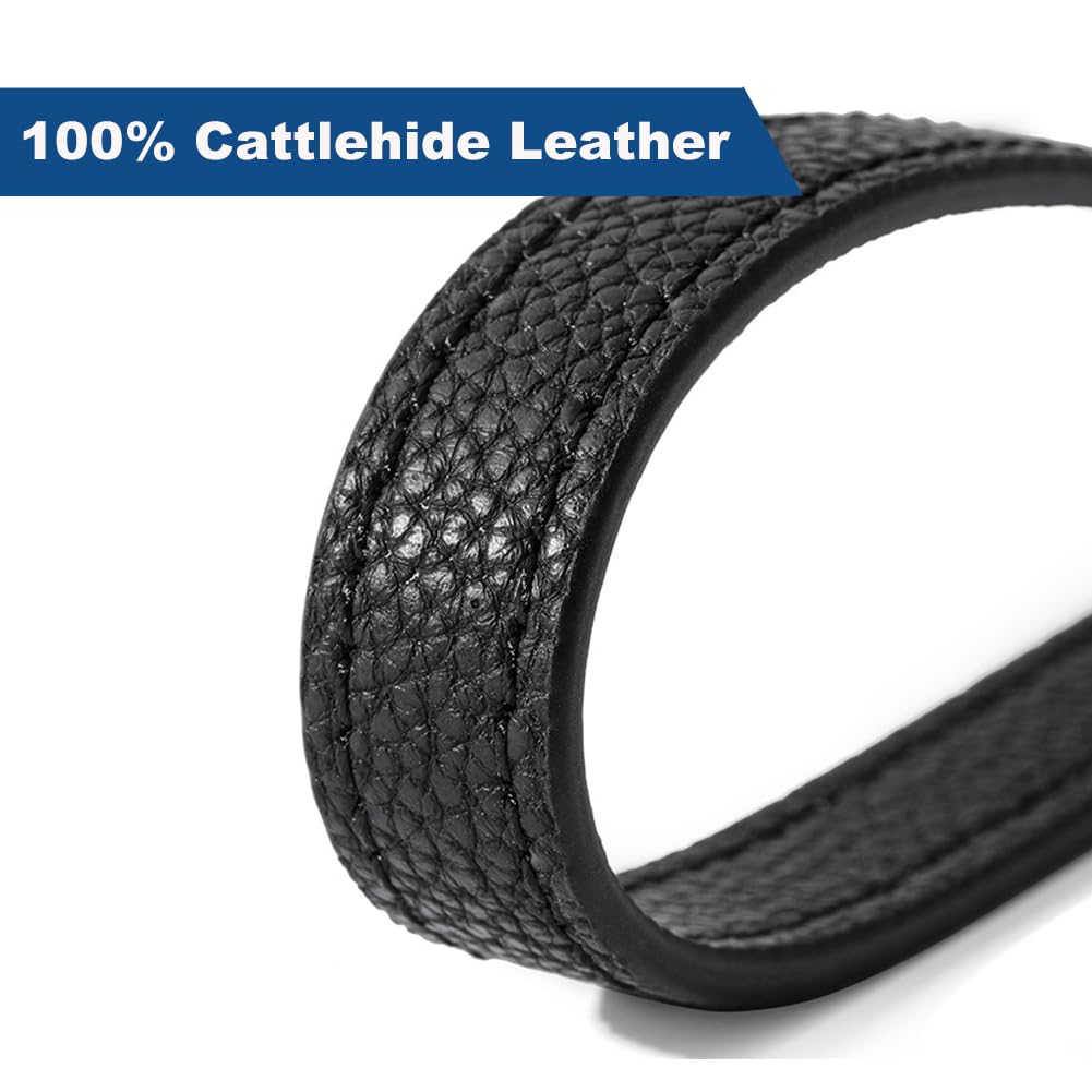 Short Leather Dog Leash – Heavy Duty 8-Inch Leather Lead with Metal Hook for Medium & Large Dogs