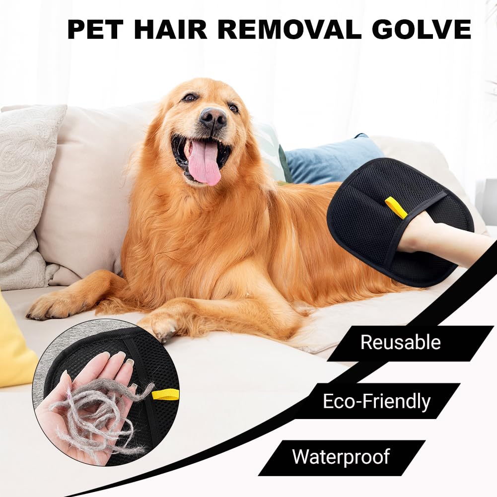 Pet Hair Removal Glove for Dogs & Cats – Reusable Grooming & Deshedding Glove for Pet Fur, Clothes, Furniture, Sofa, Carpet & Bedding