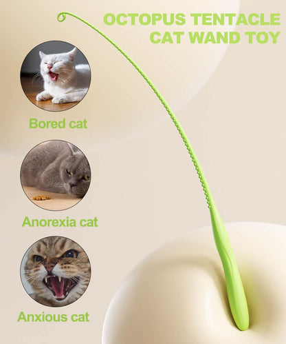 Interactive Cat Wand Toy with Octopus Tendrils – Cat Teaser Fishing Pole for Indoor Cats & Kittens, Chase, Exercise & Interactive Play