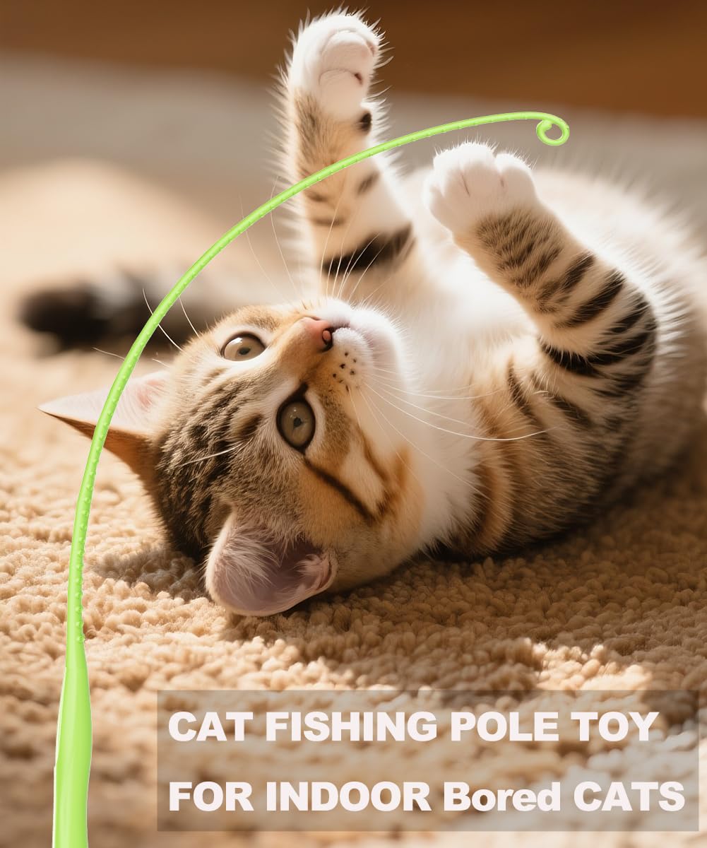Interactive Cat Wand Toy with Octopus Tendrils – Cat Teaser Fishing Pole for Indoor Cats & Kittens, Chase, Exercise & Interactive Play