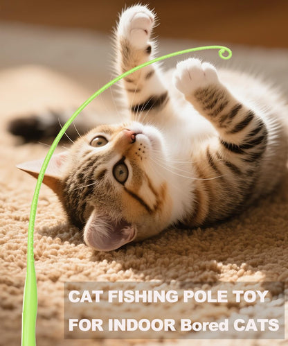 Interactive Cat Wand Toy with Octopus Tendrils – Cat Teaser Fishing Pole for Indoor Cats & Kittens, Chase, Exercise & Interactive Play