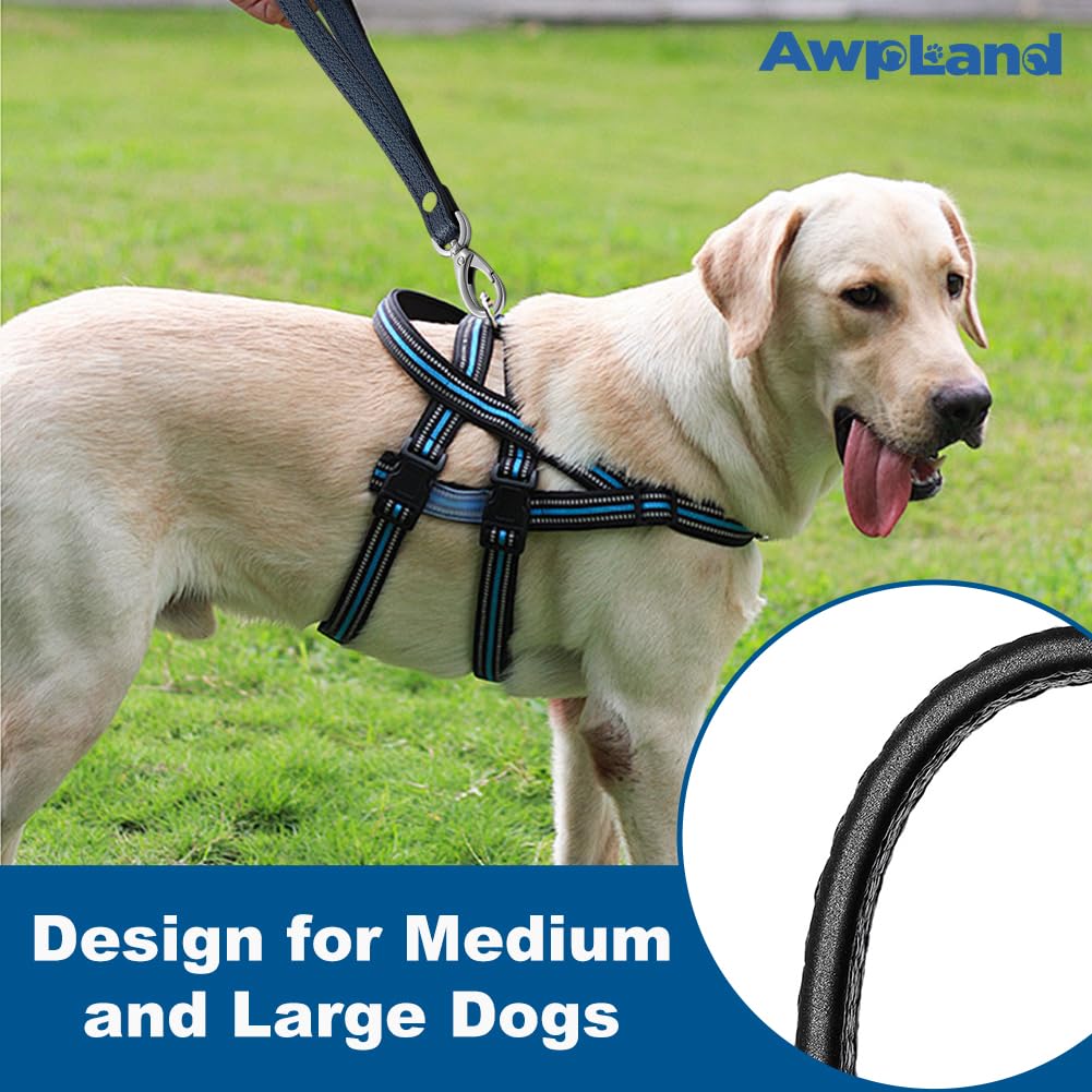 Short Leather Dog Leash – Heavy Duty 8-Inch Leather Lead with Metal Hook for Medium & Large Dogs