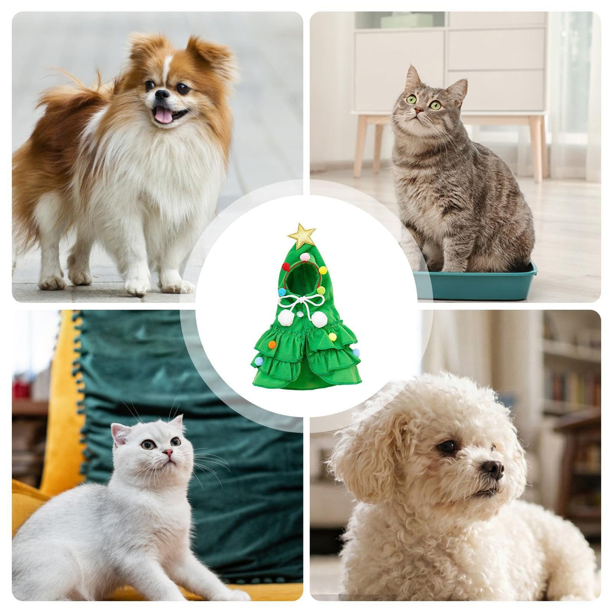 Christmas Tree Pet Costume for Cats & Small Dogs