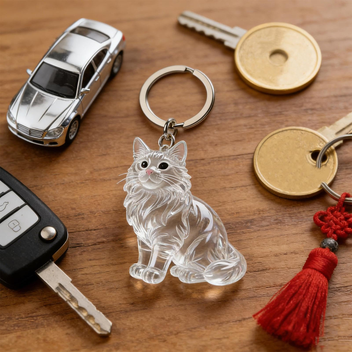 Cat Fur Memorial Bottle Keychain