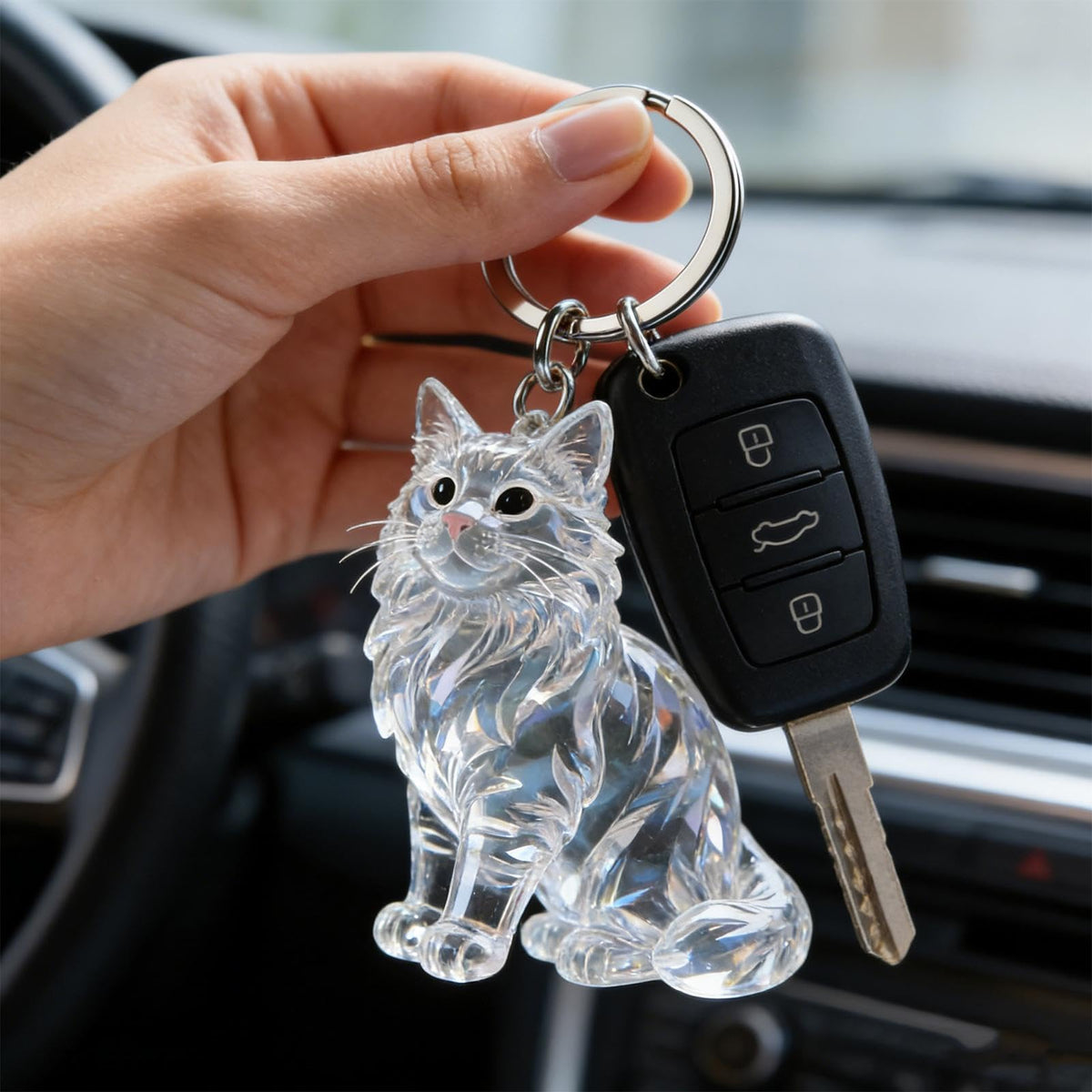 Cat Fur Memorial Bottle Keychain