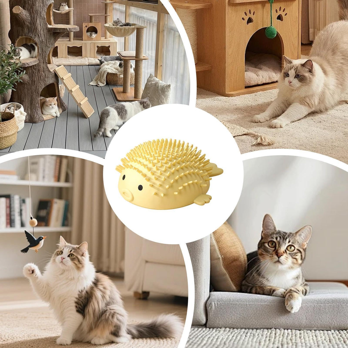 Cute Puffer Fish Cat Corner Groomer with Catnip