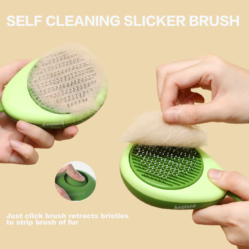 Cute Avocado Shape Dog Brush with Release Button